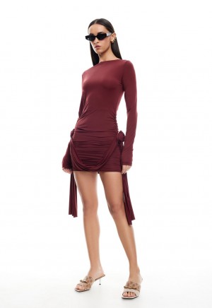 Burgundy Lioness Glory Mini Dress | India-KRWDG2590