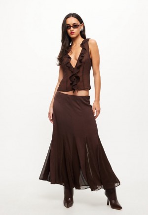 Chocolate Lioness Rose Maxi Skirt | India-AYURI5396