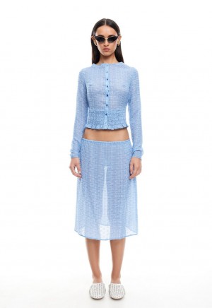 Light Blue Lioness Poppy Midi Skirt | India-GMVWD1582