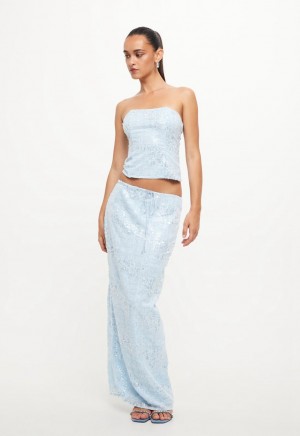 Light Blue Lioness Shes All That Maxi Skirt | India-OHGCR5038