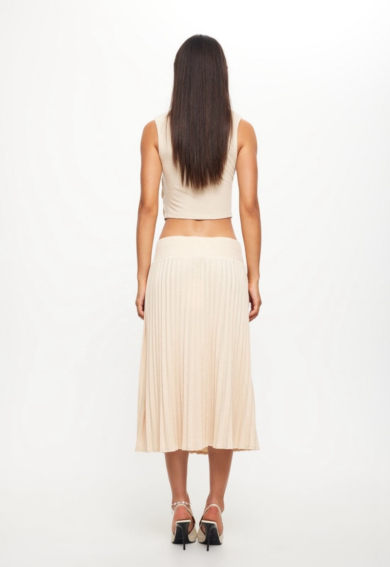 Beige Lioness Sydney Pleat Skirt | India-ASTCR8674