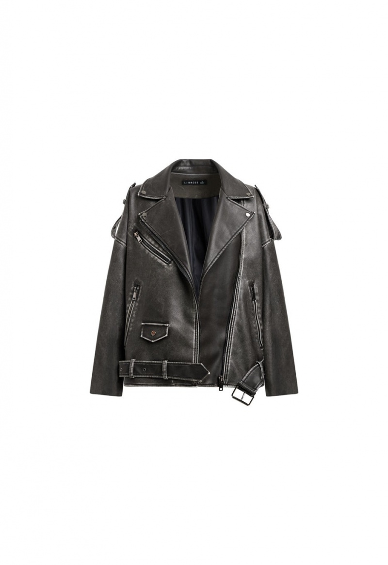 Black Lioness Ace Biker Leather Jacket | India-VKJIH6851