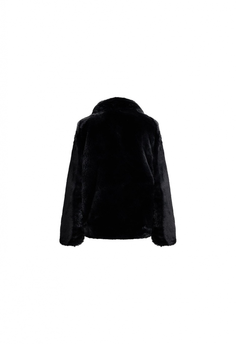 Black Lioness Bada Bing Faux Fur Coat | India-EGFVP5248