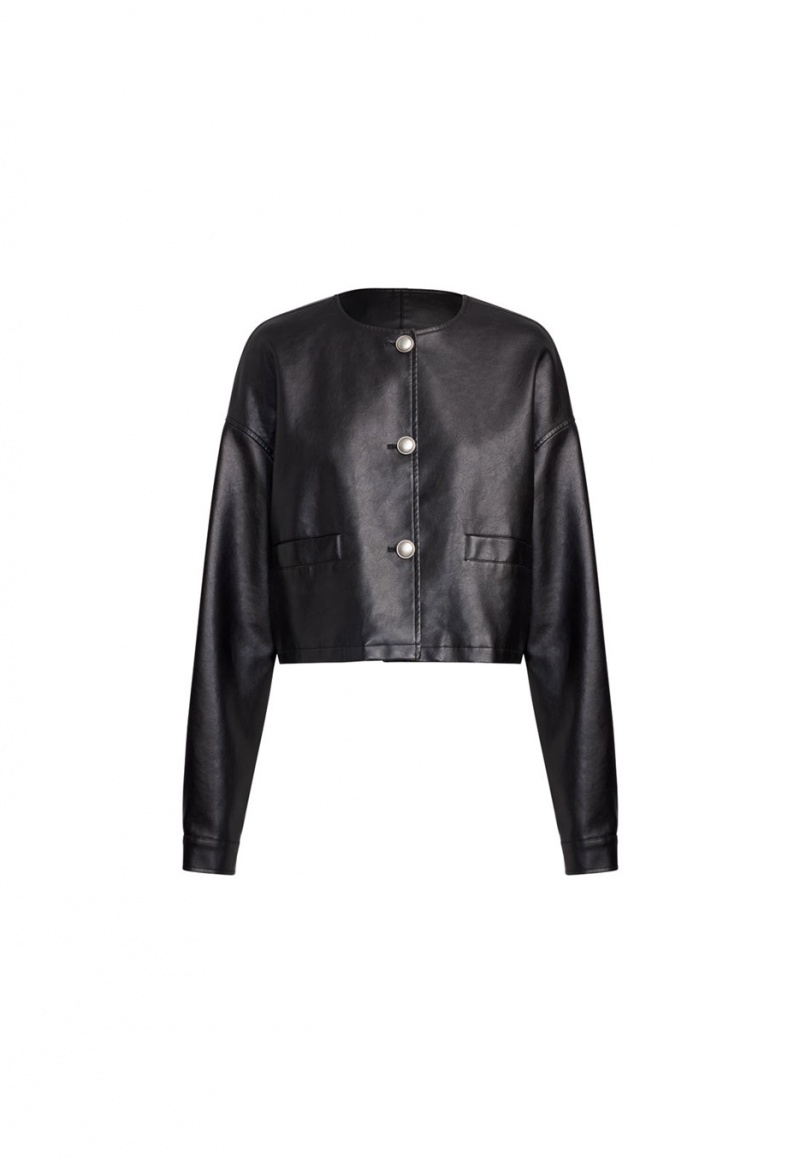 Black Lioness Coco Leather Jacket | India-LWDPK3425