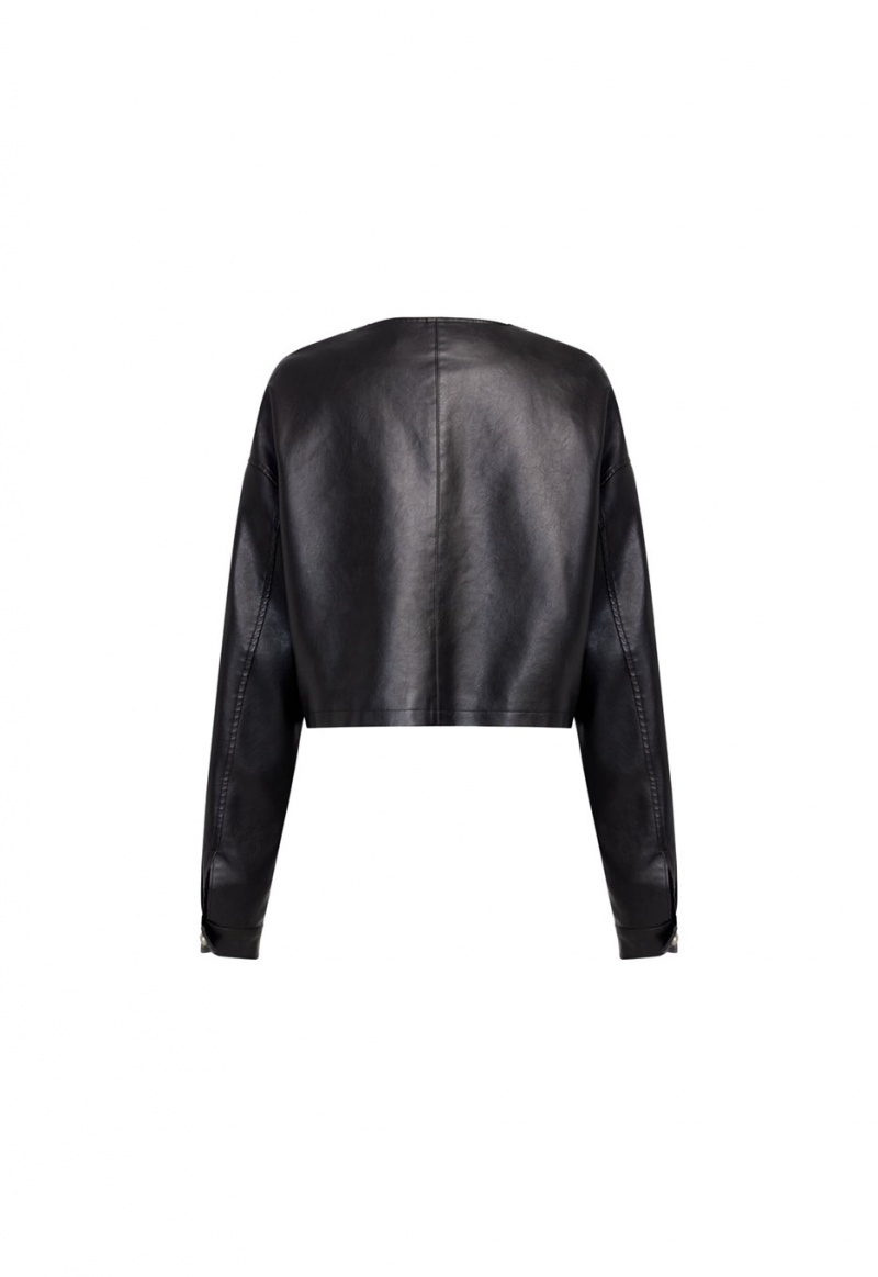 Black Lioness Coco Leather Jacket | India-LWDPK3425