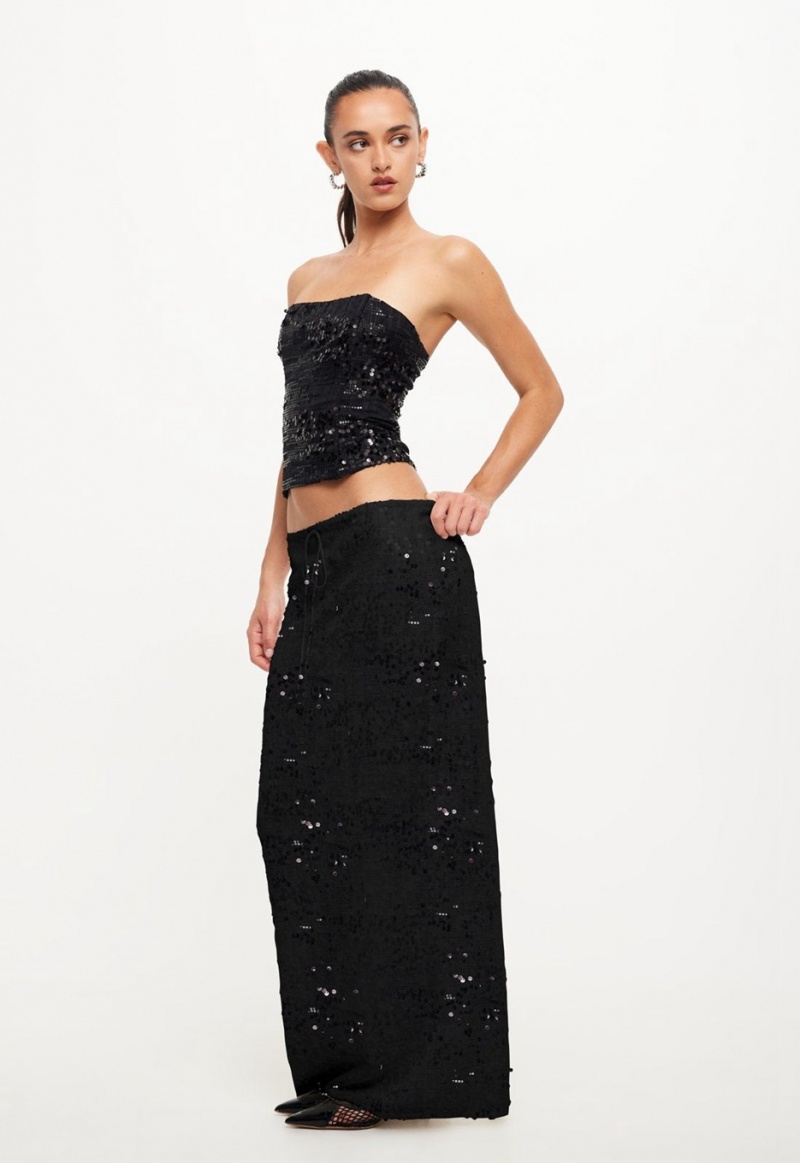 Black Lioness Shes All That Maxi Skirt | India-ISUEY4981