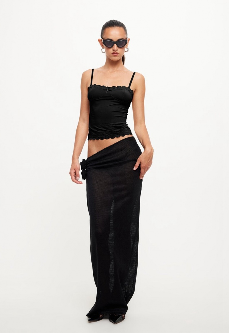 Black Lioness Soul Mate Maxi Skirt | India-VAUDH1305