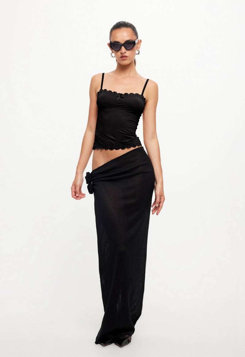 Black Lioness Soul Mate Maxi Skirt | India-VAUDH1305