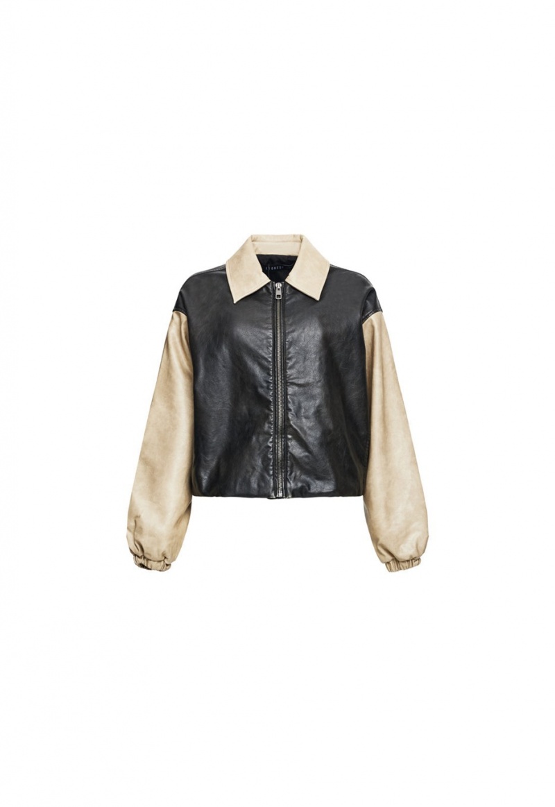 Black / Beige Lioness Nirvana Bomber Jacket | India-BAPIY3275