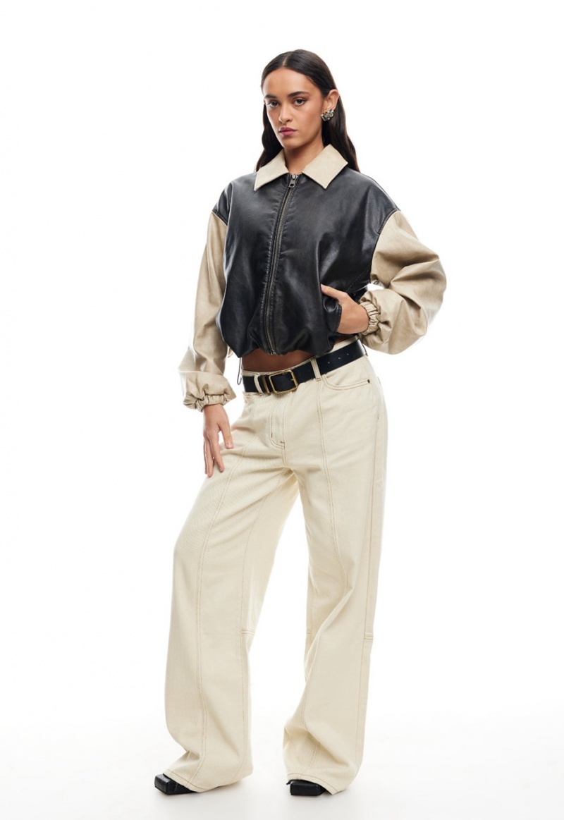 Black / Beige Lioness Nirvana Bomber Jacket | India-BAPIY3275