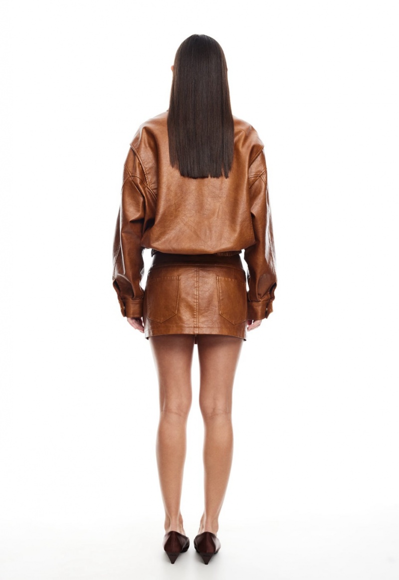 Brown Lioness Uma Mini Skirt | India-DEFSM9123