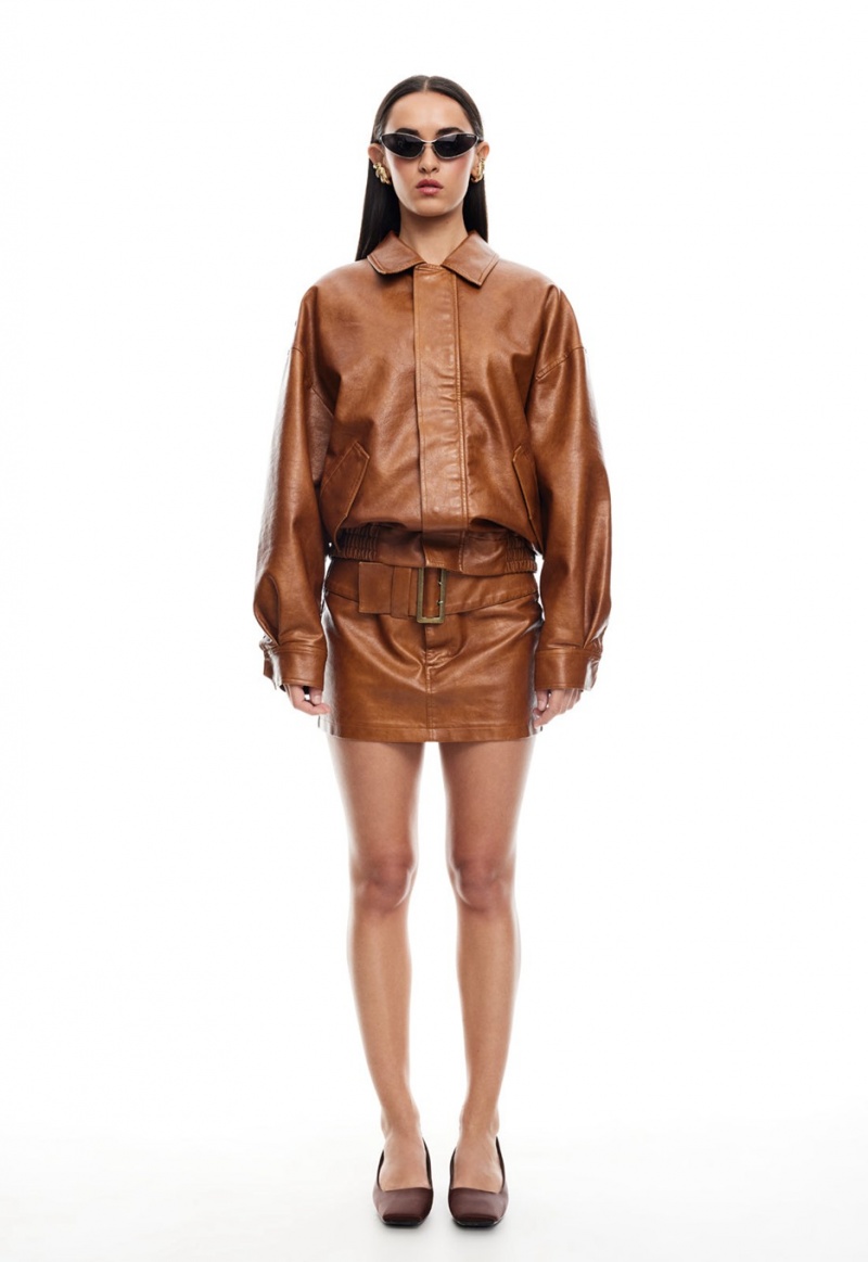 Brown Lioness Uma Mini Skirt | India-DEFSM9123