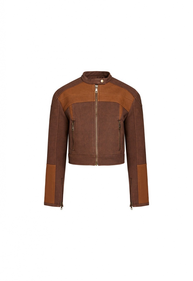 Chocolate Lioness Nueve Biker Leather Jacket | India-BEINV7524