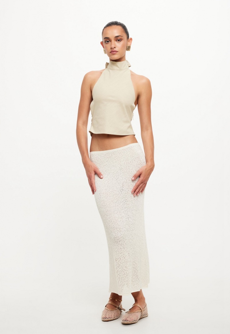 Cream Lioness Pure Midi Skirt | India-EZNYS8450