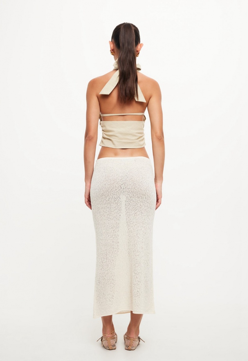 Cream Lioness Pure Midi Skirt | India-EZNYS8450