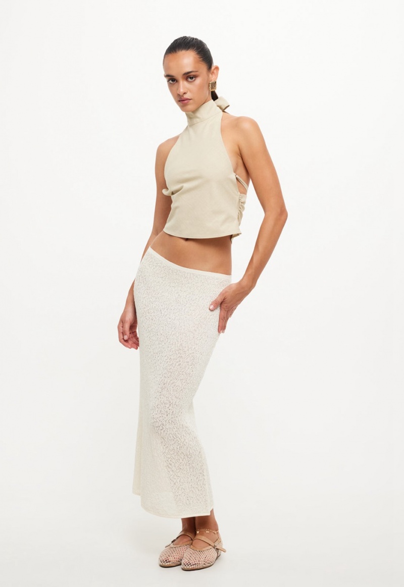 Cream Lioness Pure Midi Skirt | India-EZNYS8450