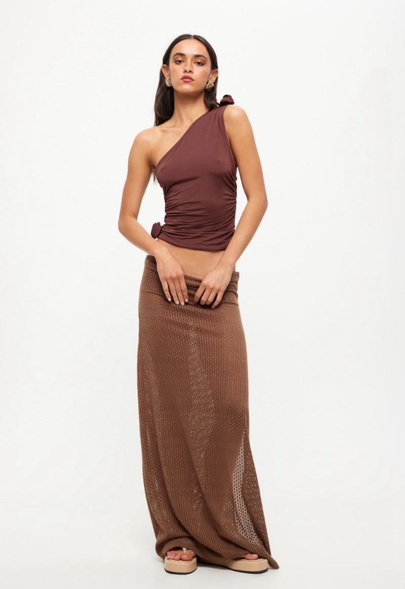 Dark Brown Lioness Ghauri Maxi Skirt | India-OSPGN9106