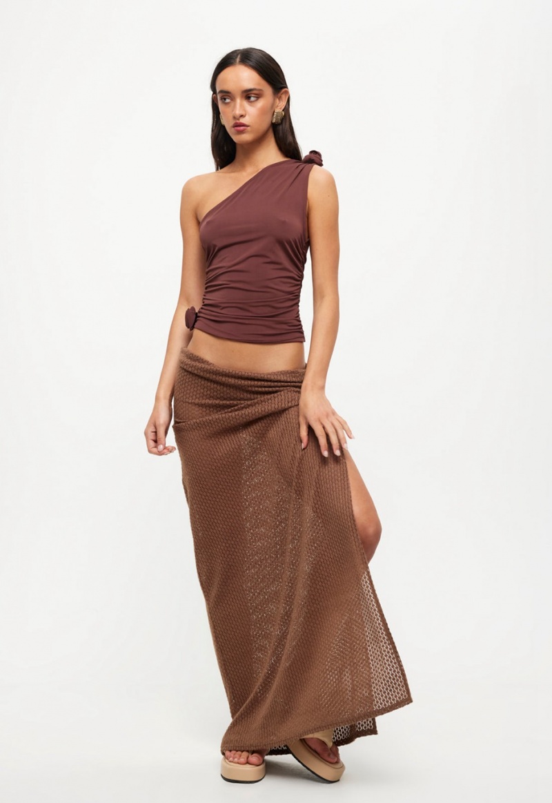 Dark Brown Lioness Ghauri Maxi Skirt | India-OSPGN9106