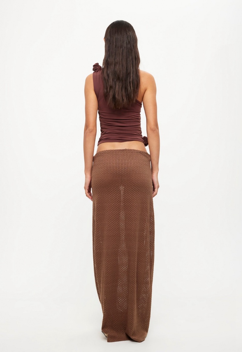 Dark Brown Lioness Ghauri Maxi Skirt | India-OSPGN9106