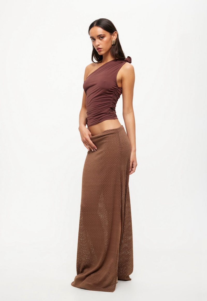 Dark Brown Lioness Ghauri Maxi Skirt | India-OSPGN9106