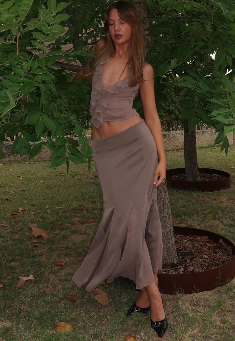 Grey Lioness Rose Maxi Skirt | India-ISEZT3247