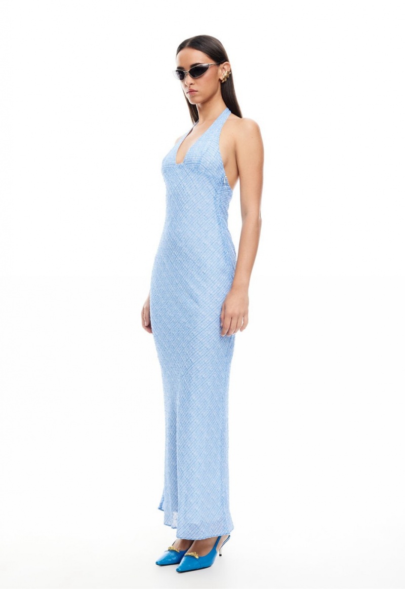 Light Blue Lioness Carrie Halter Maxi Dress | India-UEDKA6723