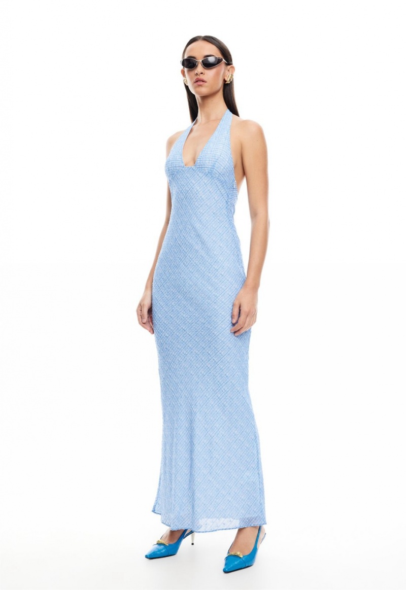 Light Blue Lioness Carrie Halter Maxi Dress | India-UEDKA6723