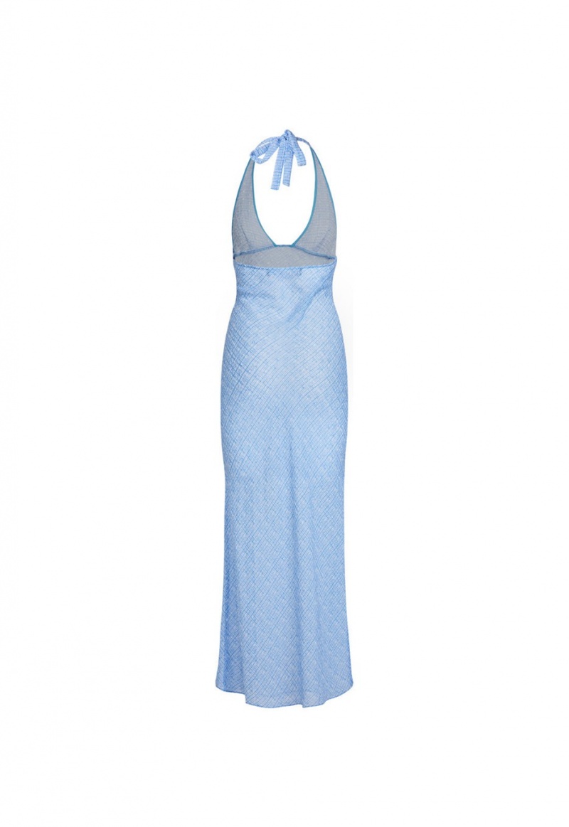 Light Blue Lioness Carrie Halter Maxi Dress | India-UEDKA6723