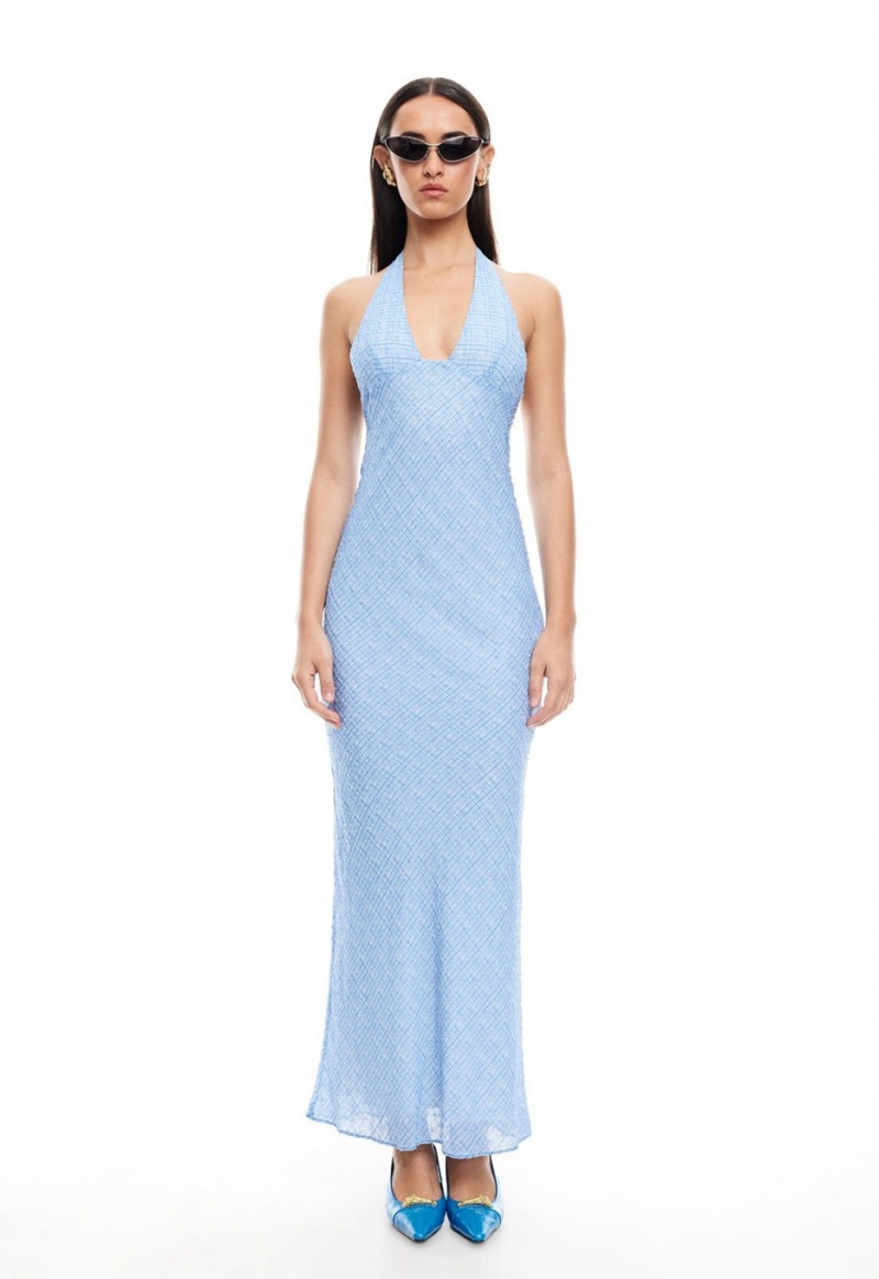 Light Blue Lioness Carrie Halter Maxi Dress | India-UEDKA6723