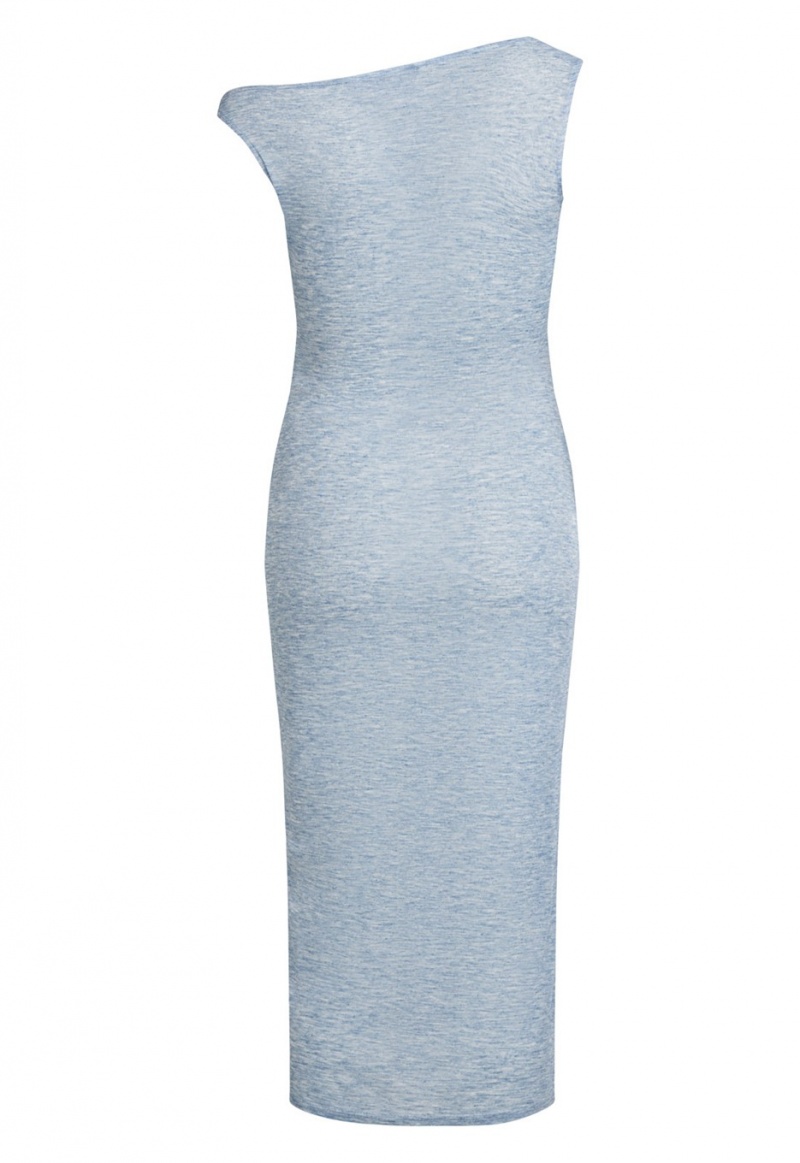 Light Blue Lioness Contour Off Shoulder Midi Dress | India-QFBUX3712