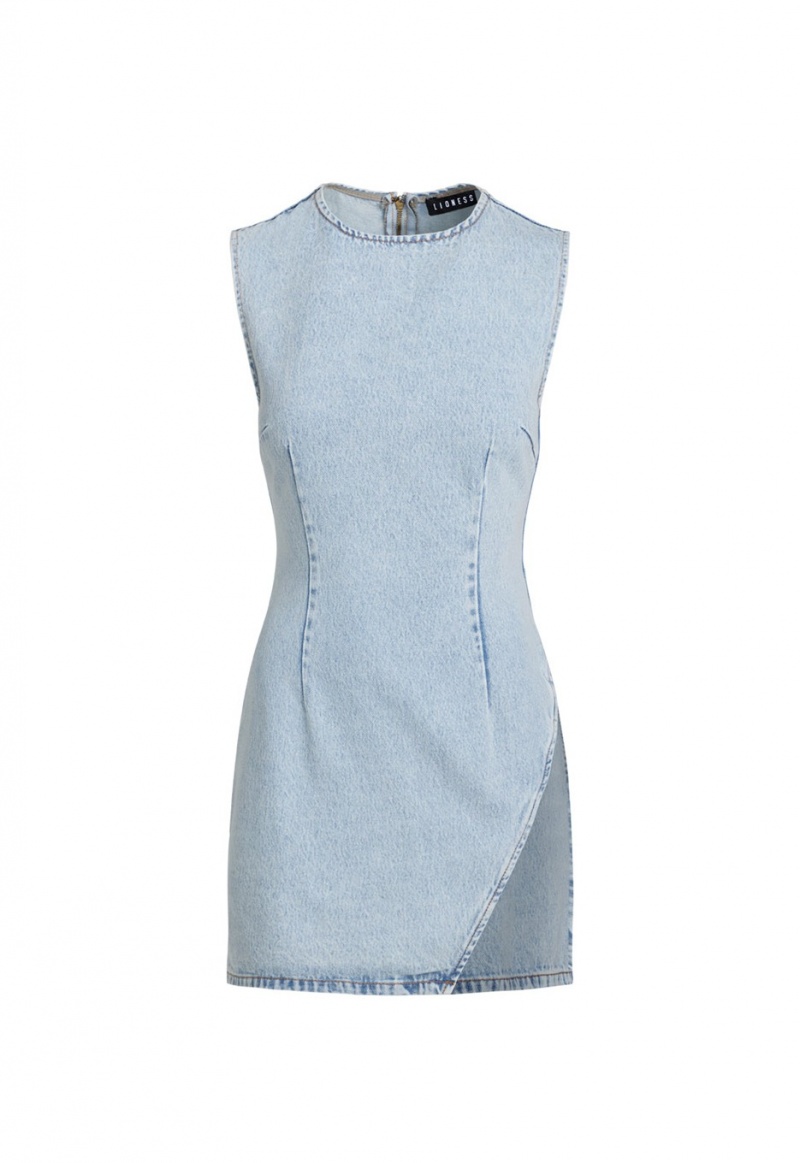 Light Blue Lioness Sculpted Denim Mini Dress | India-GKYFB8013