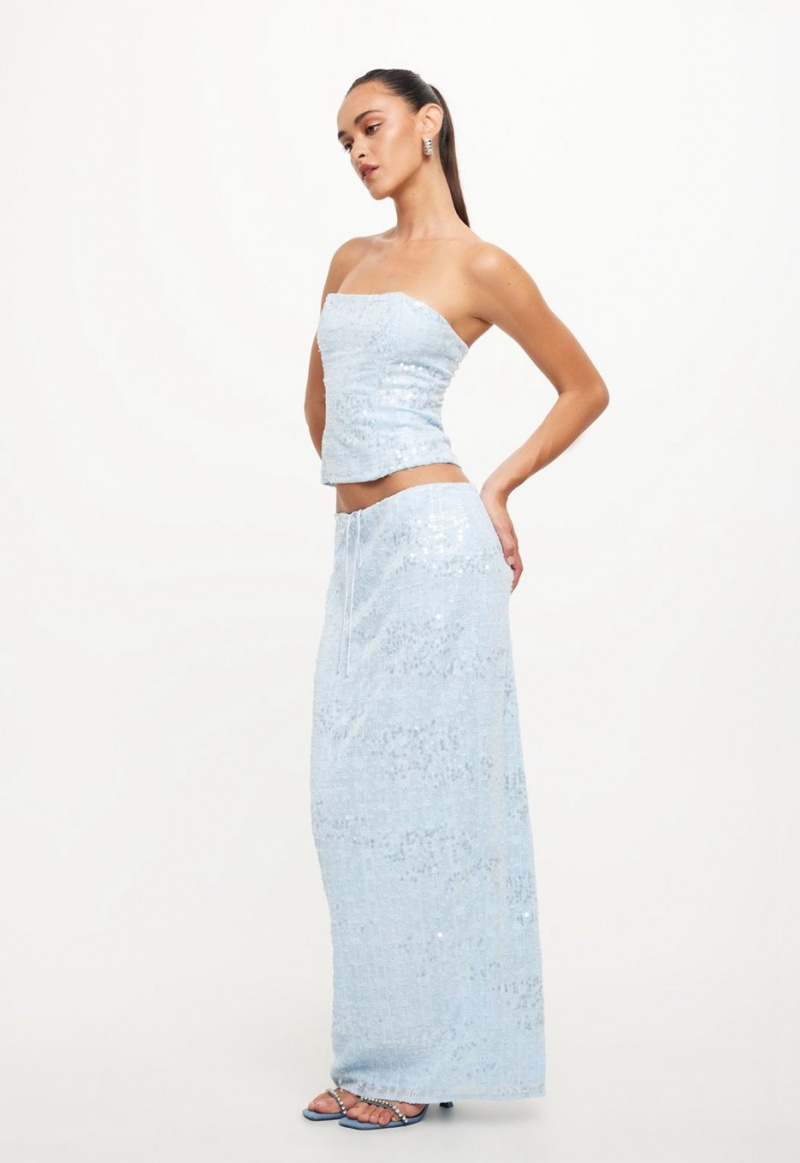 Light Blue Lioness Shes All That Maxi Skirt | India-OHGCR5038