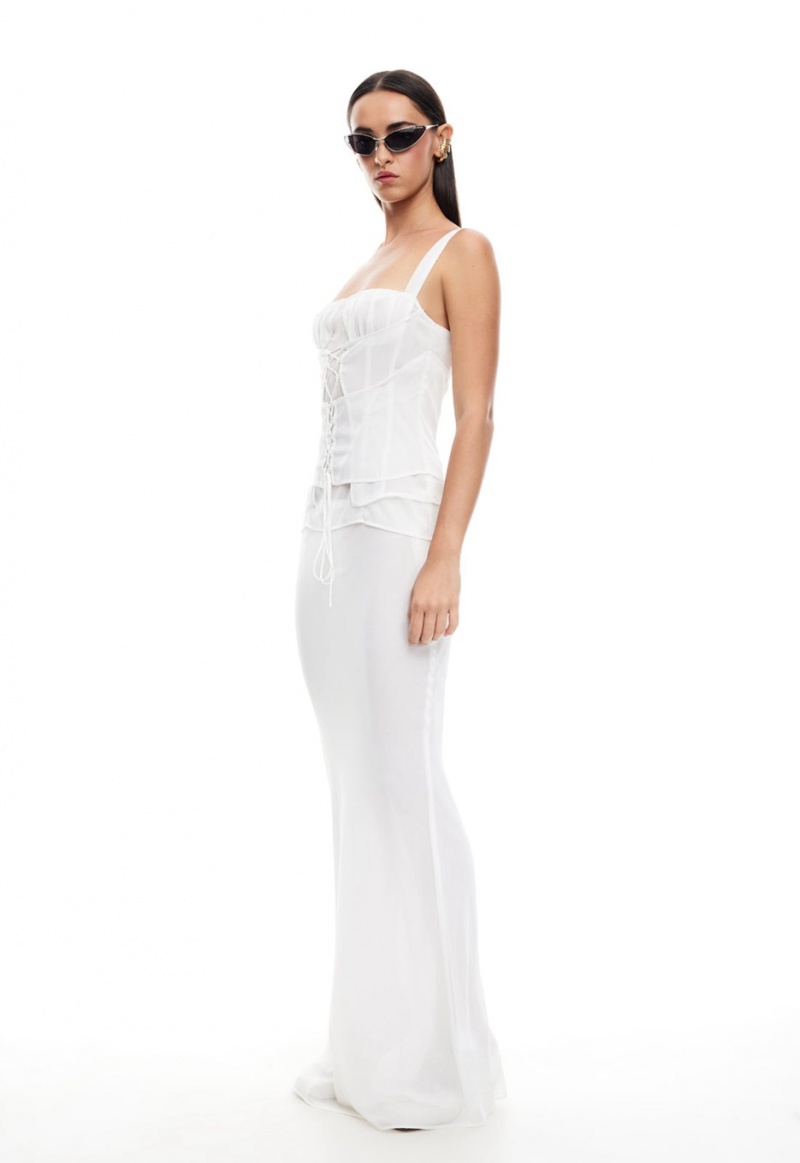 White Lioness Endless Maxi Skirt | India-OIRDP5781