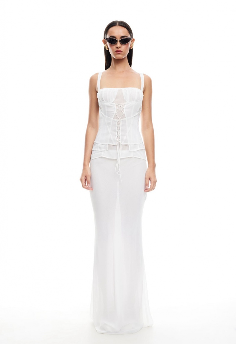 White Lioness Endless Maxi Skirt | India-OIRDP5781